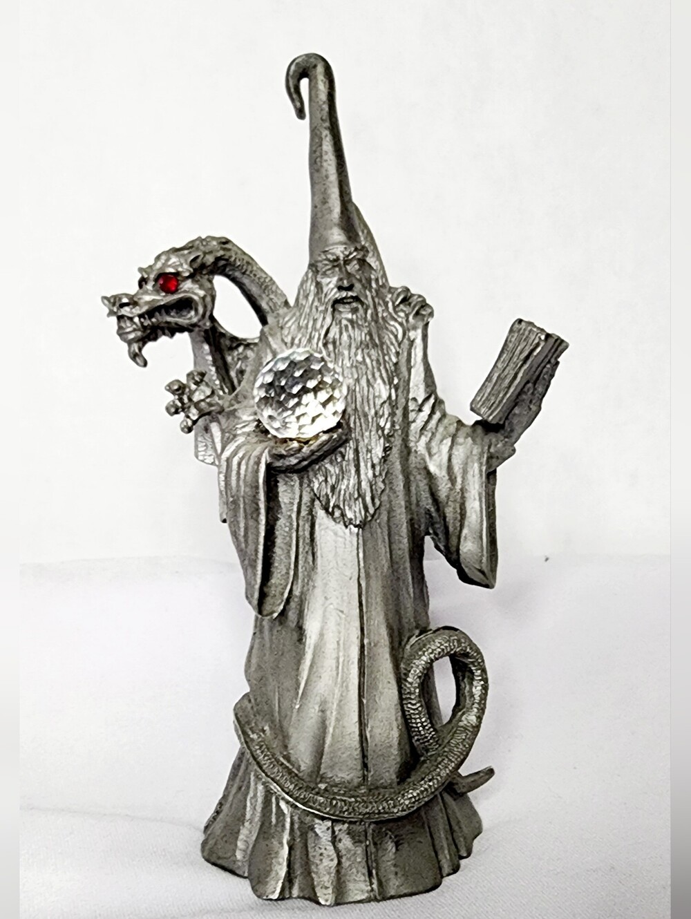 Perth Pewter Wizard with Dragon Crystal Ball FA67 Signed Ray Lamb 1988 Figurine